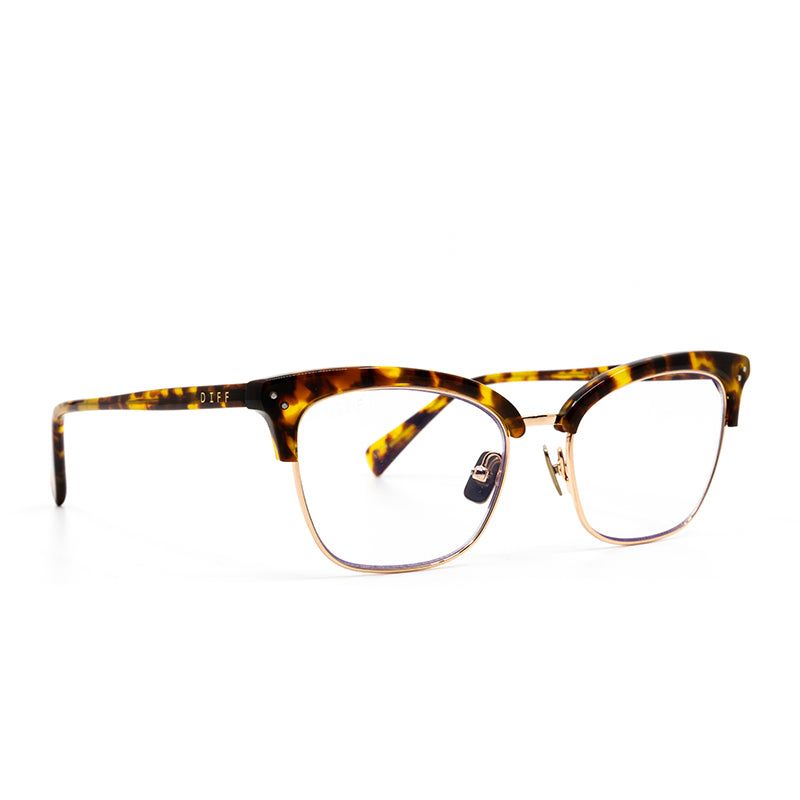 LUCY - GOLD AMBER TORTOISE + BLUE LIGHT TECHNOLOGY CLEAR GLASSES sold by Diff Eyewear product image thumbnail 2