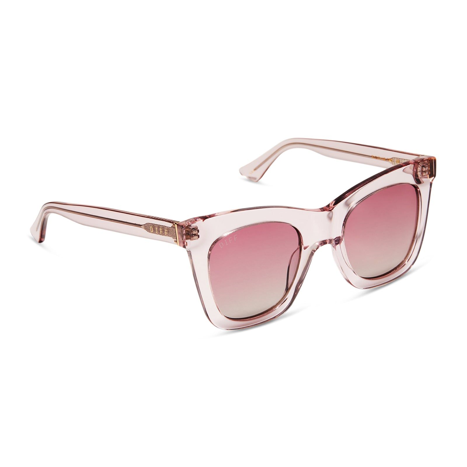 KAIA - LIGHT PINK CRYSTAL + WINE GRADIENT + POLARIZED SUNGLASSES sold by Diff Eyewear product image thumbnail 2