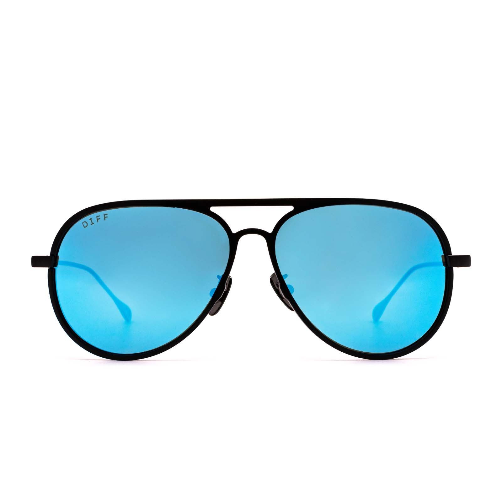 BLAKE - MATTE BLACK + BLUE MIRROR + POLARIZED SUNGLASSES sold by Diff Eyewear