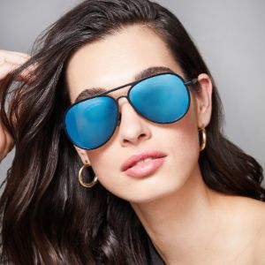 BLAKE - MATTE BLACK + BLUE MIRROR + POLARIZED SUNGLASSES sold by Diff Eyewear