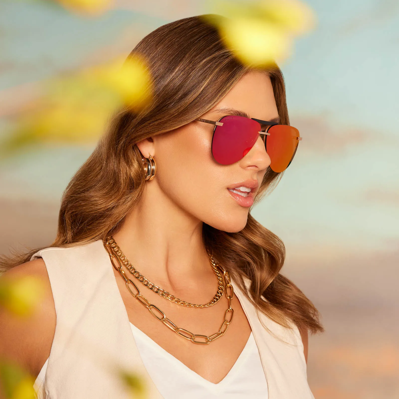 TAHOE - MATTE GOLD + SUNSET MIRROR + POLARIZED SUNGLASSES sold by Diff Eyewear product image thumbnail 5