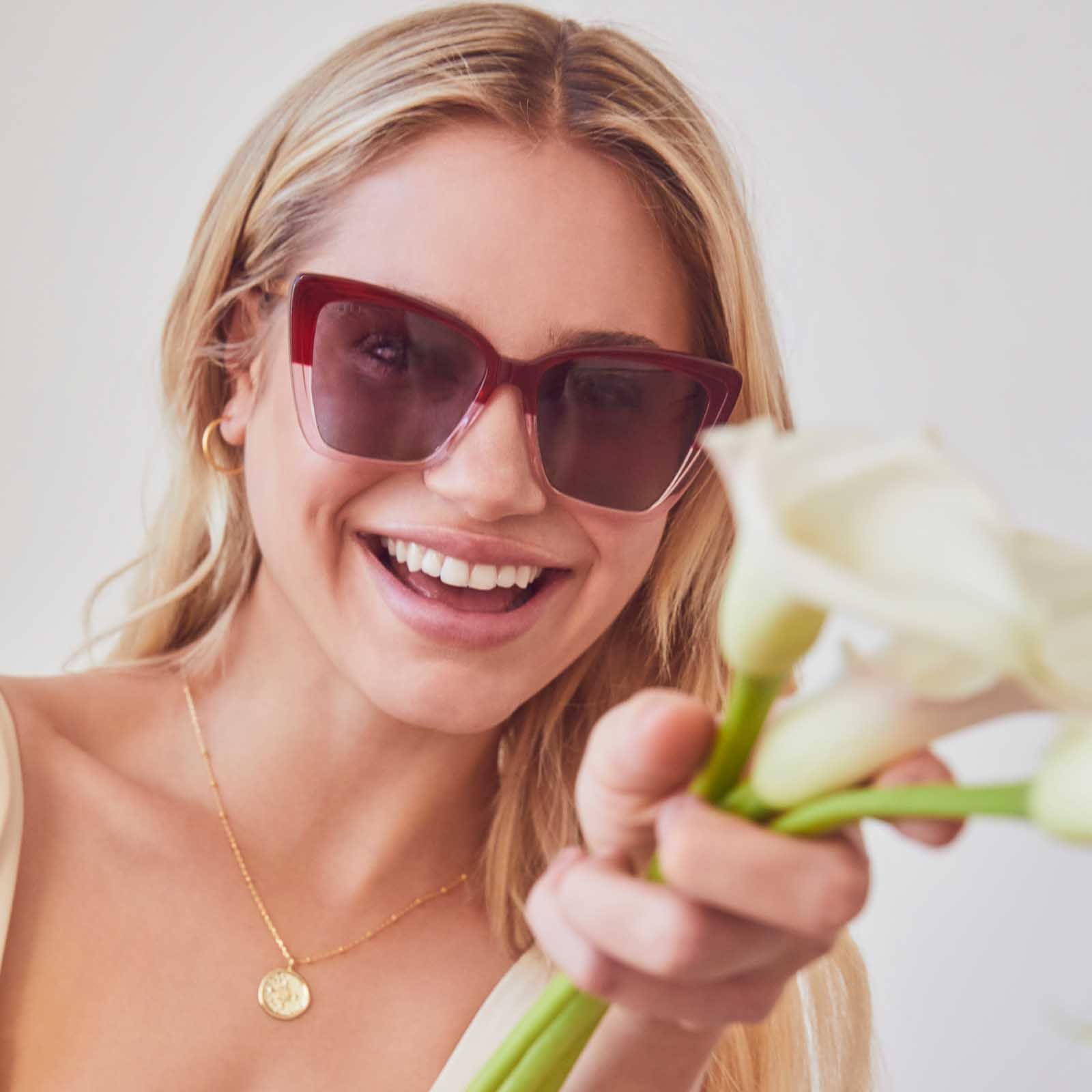 BECKY II - ROSEWOOD OMBRE + WINE GRADIENT SUNGLASSES sold by Diff Eyewear product image thumbnail 5