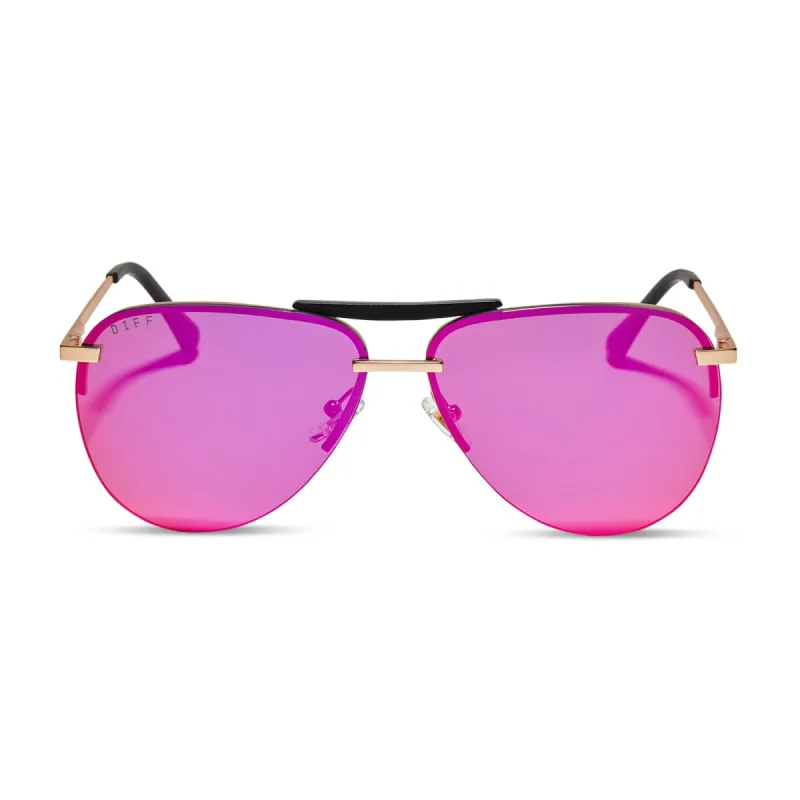 TAHOE - MATTE GOLD + SUNSET MIRROR + POLARIZED SUNGLASSES sold by Diff Eyewear