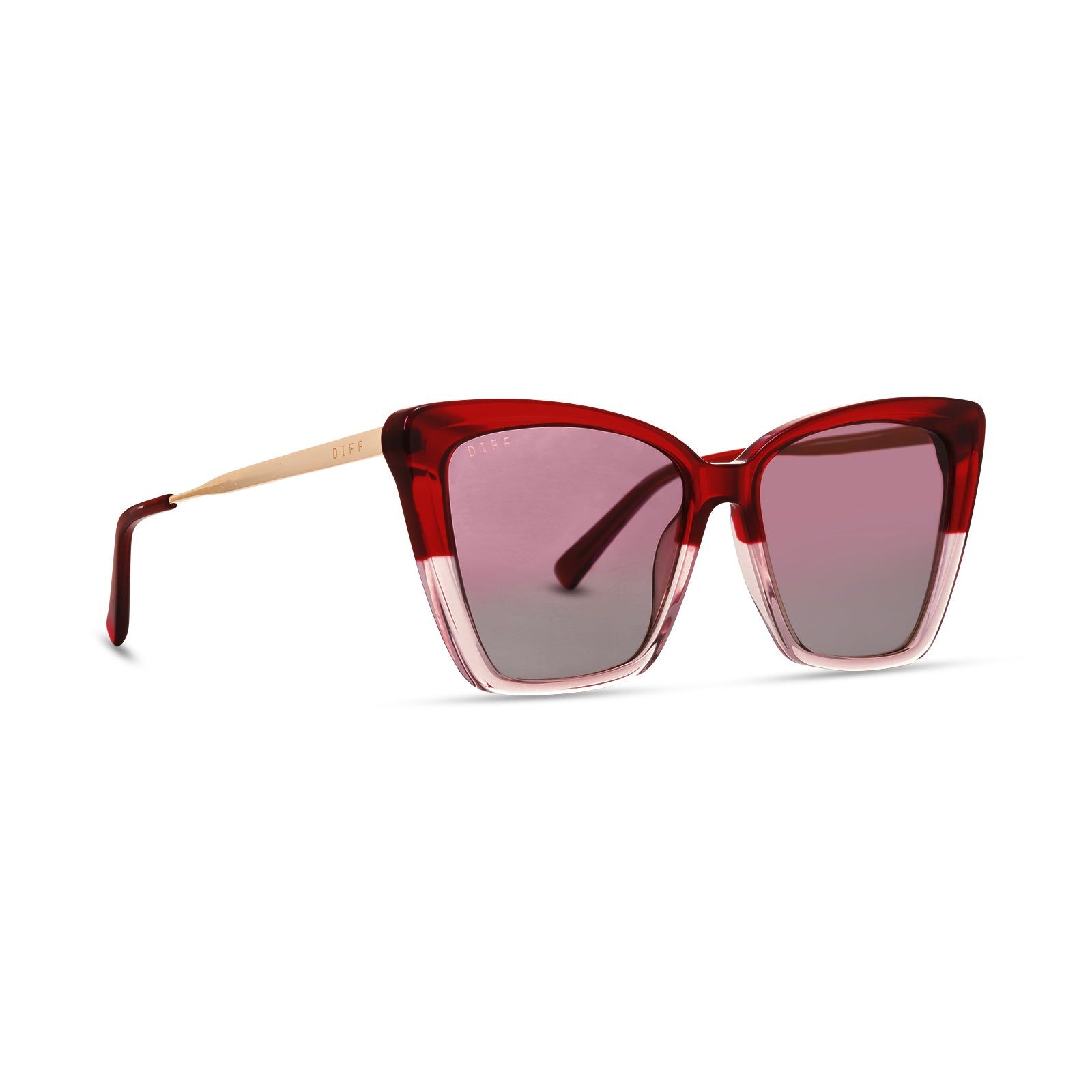 BECKY II - ROSEWOOD OMBRE + WINE GRADIENT SUNGLASSES sold by Diff Eyewear product image thumbnail 4