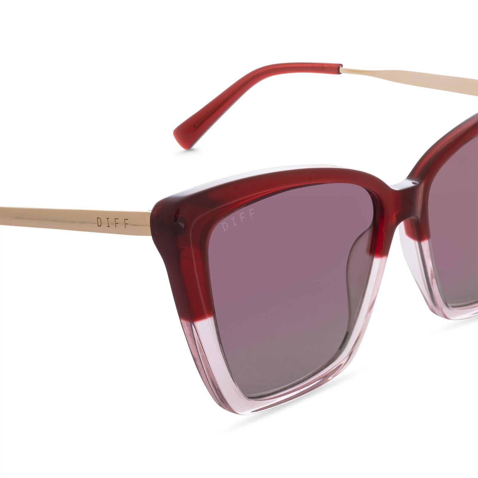 BECKY II - ROSEWOOD OMBRE + WINE GRADIENT SUNGLASSES sold by Diff Eyewear product image thumbnail 2