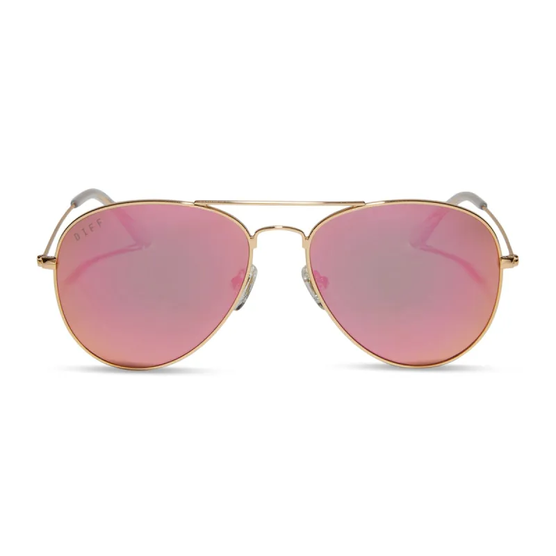 CRUZ - GOLD + PINK MIRROR SUNGLASSES sold by Diff Eyewear