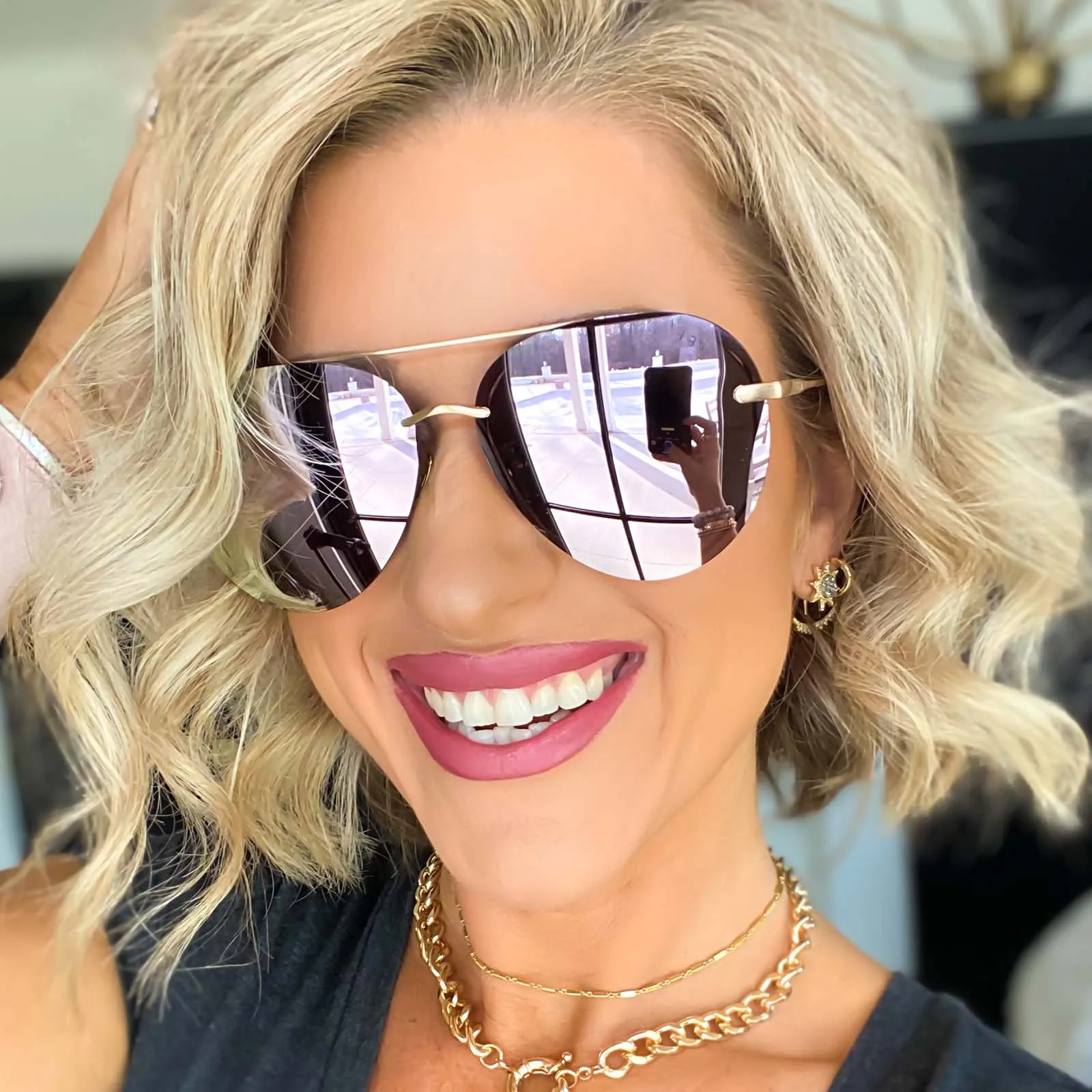 LENOX - BRUSHED GOLD + CHERRY BLOSSOM MIRROR SUNGLASSES sold by Diff Eyewear product image thumbnail 5