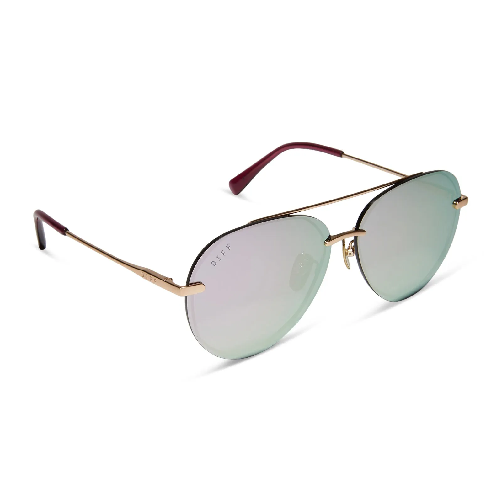 LENOX - BRUSHED GOLD + CHERRY BLOSSOM MIRROR SUNGLASSES sold by Diff Eyewear product image thumbnail 2