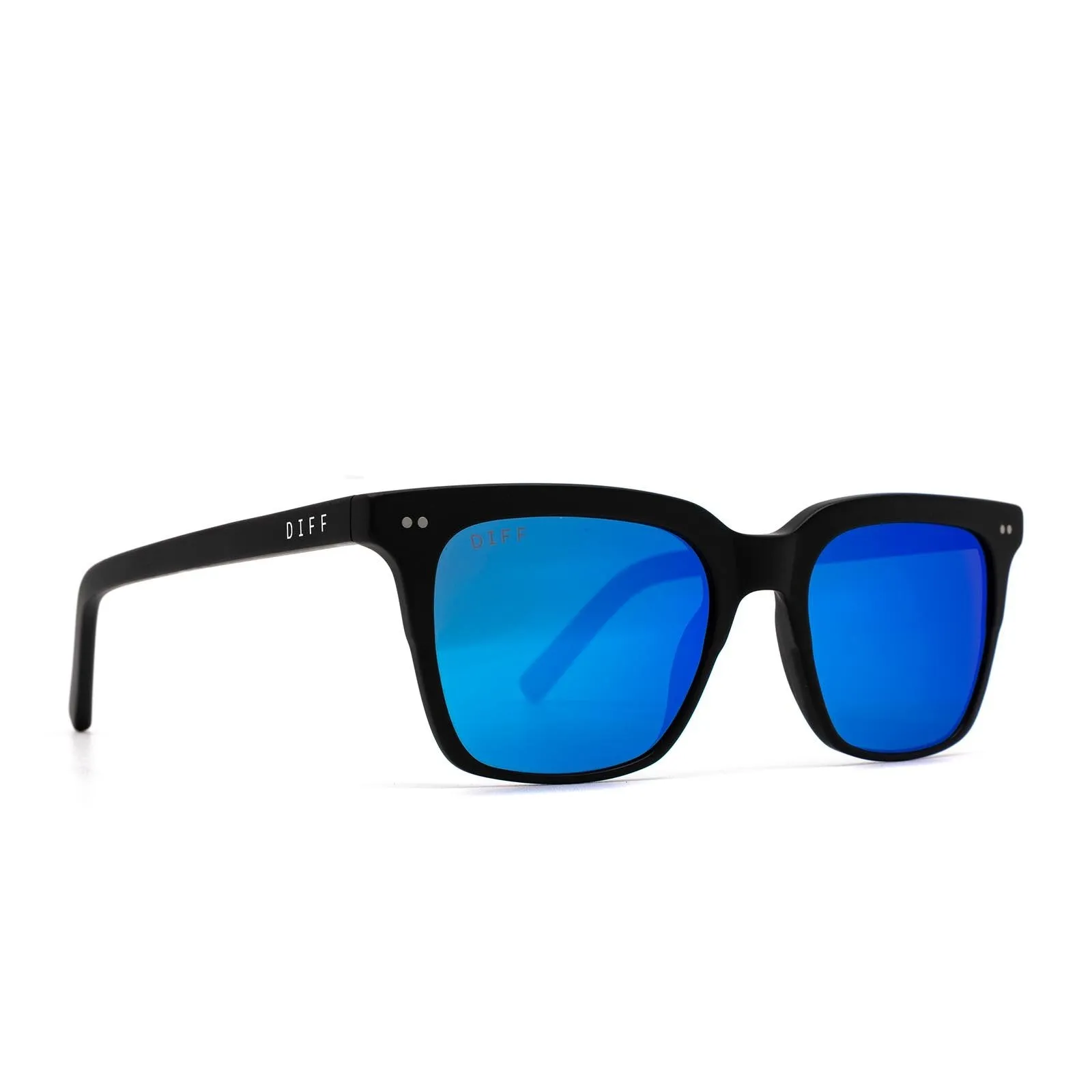 BILLIE - MATTE BLACK + BLUE MIRROR SUNGLASSES sold by Diff Eyewear product image thumbnail 2