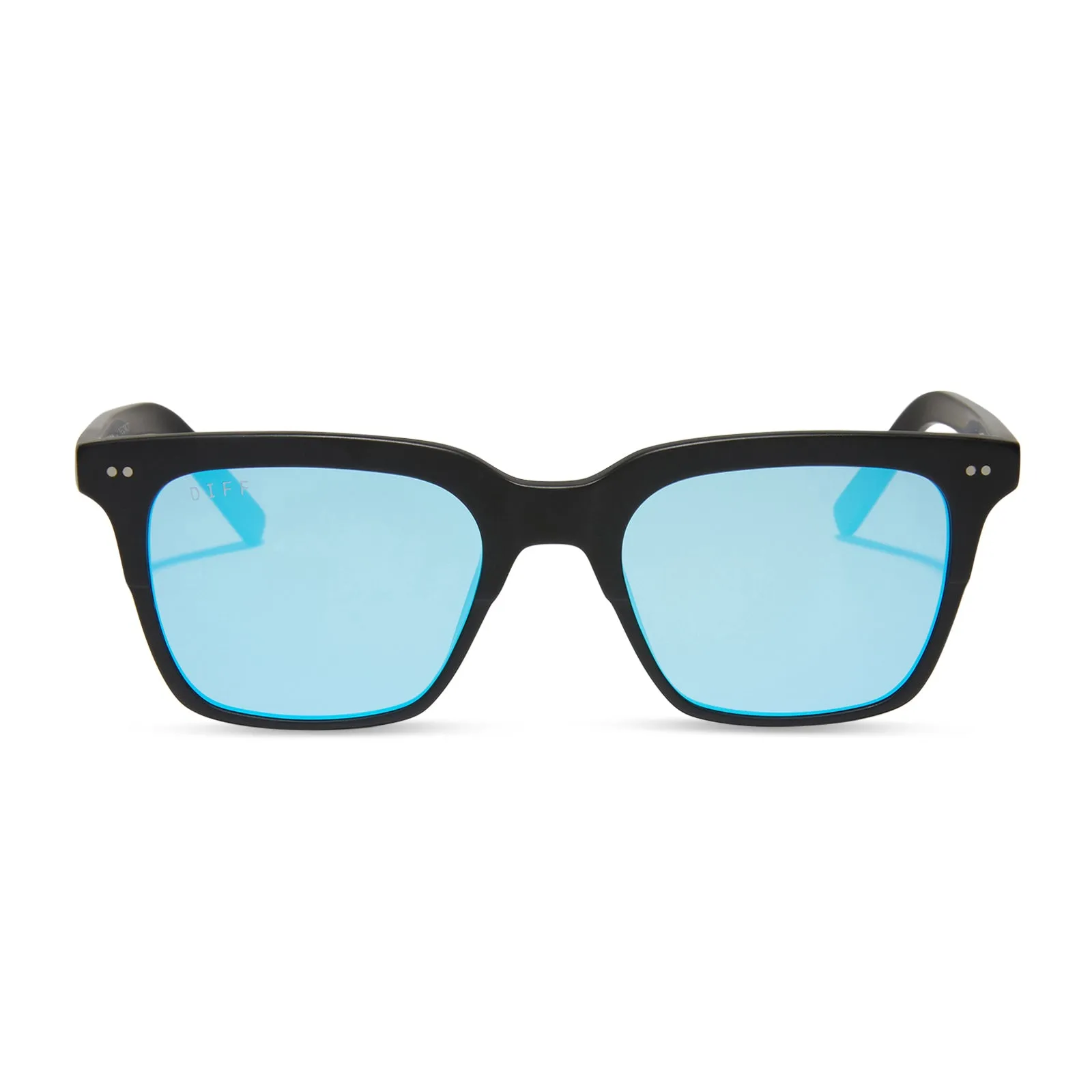 BILLIE - MATTE BLACK + BLUE MIRROR SUNGLASSES sold by Diff Eyewear