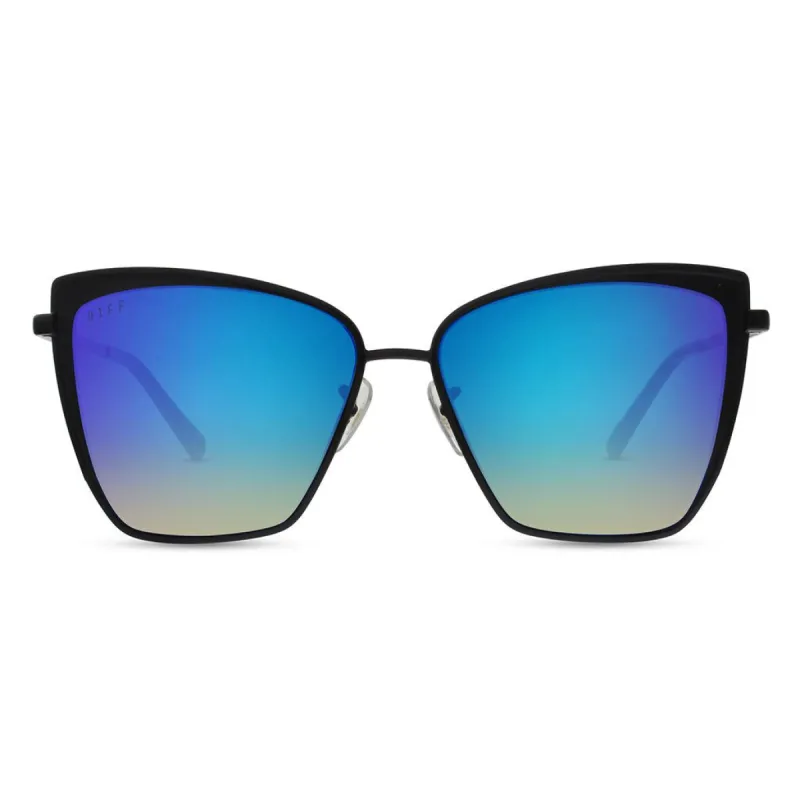 BECKY - BLACK + ICE BLUE MIRROR sold by Diff Eyewear