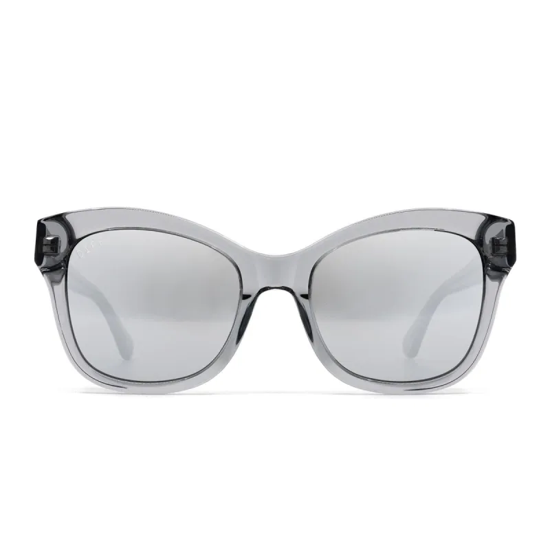 SKYLAR - SMOKE CRYSTAL + GREY MIRROR SUNGLASSES sold by Diff Eyewear