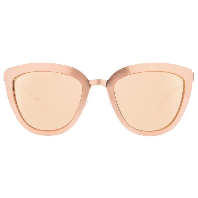 LILY - ROSE GOLD + TAUPE FLASH MIRROR POLARIZED SUNGLASSES sold by Diff Eyewear