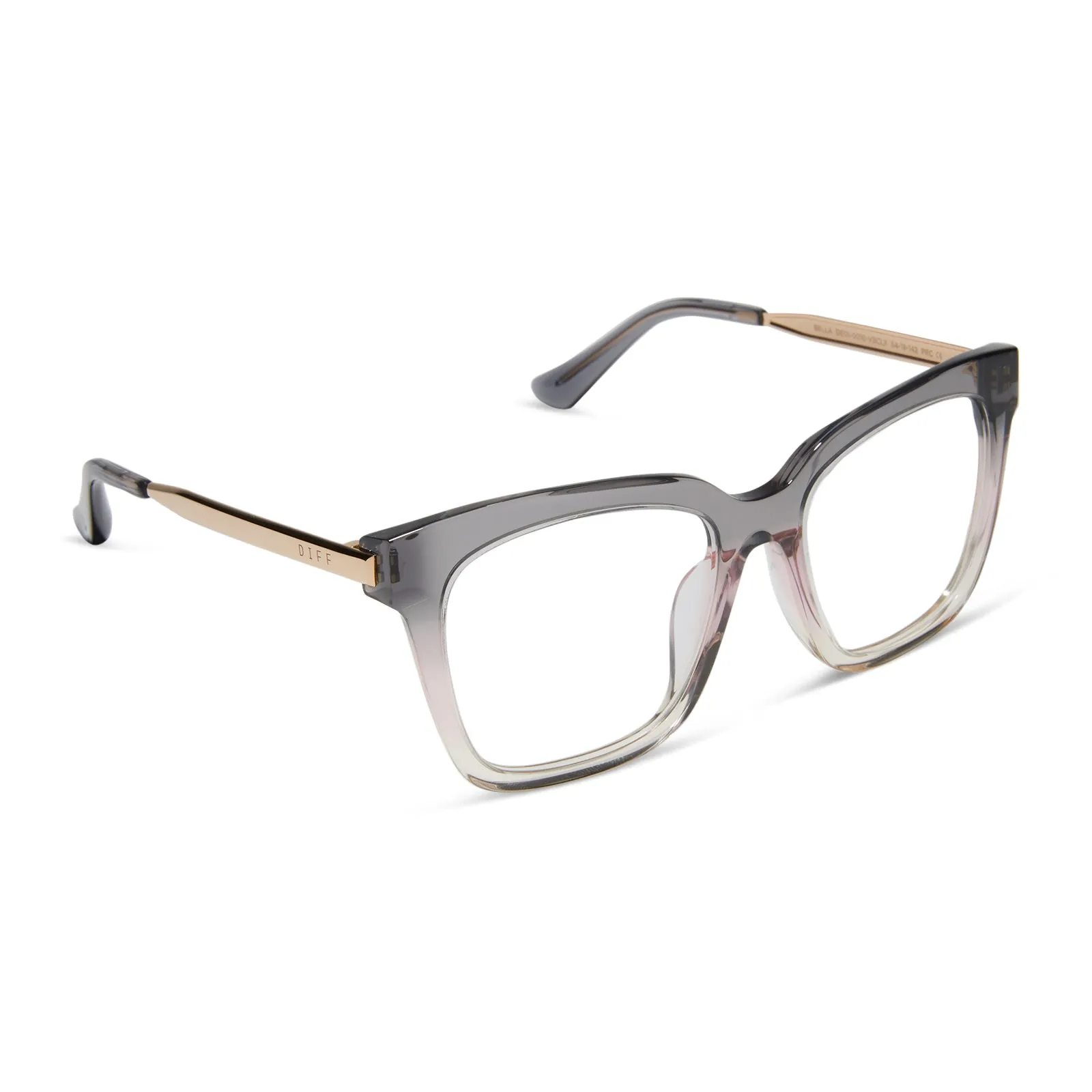 BELLA - SMOKE ROSE CRYSTAL OMBRE + CLEAR GLASSES sold by Diff Eyewear product image thumbnail 2