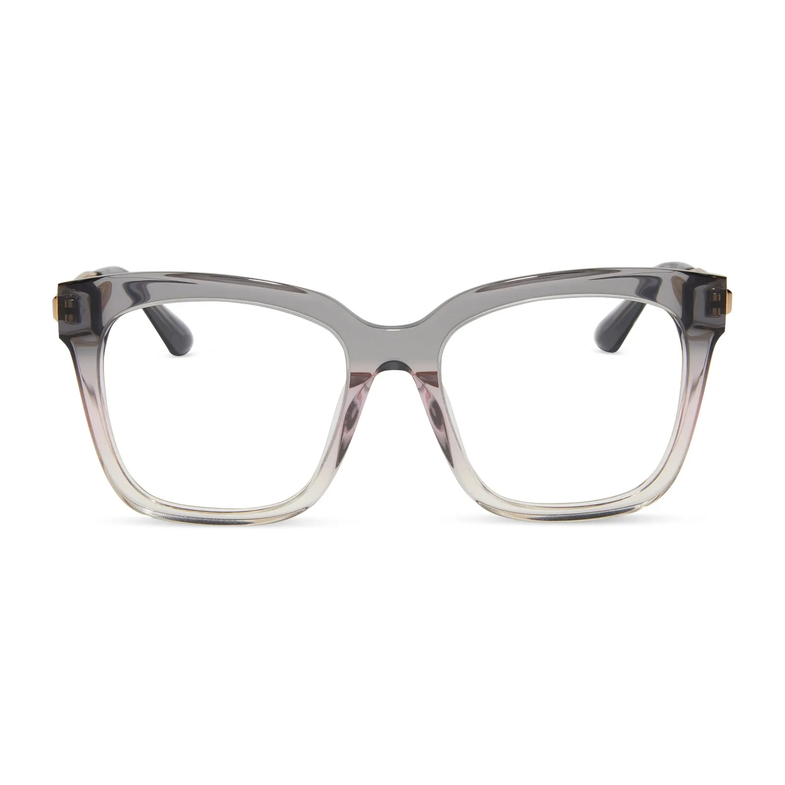 BELLA - SMOKE ROSE CRYSTAL OMBRE + CLEAR GLASSES sold by Diff Eyewear