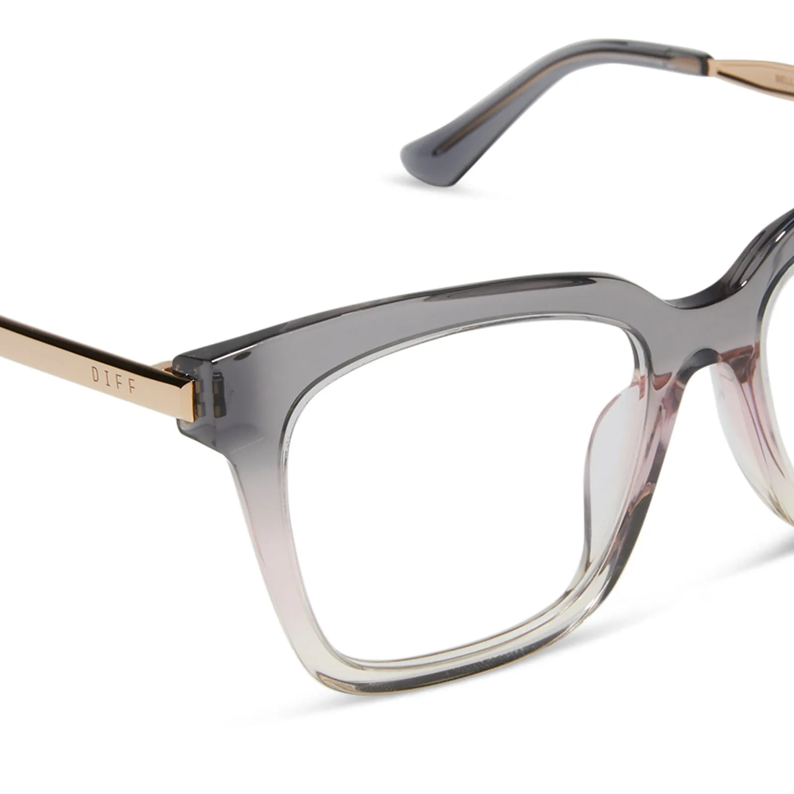 BELLA - SMOKE ROSE CRYSTAL OMBRE + CLEAR GLASSES sold by Diff Eyewear product image thumbnail 4
