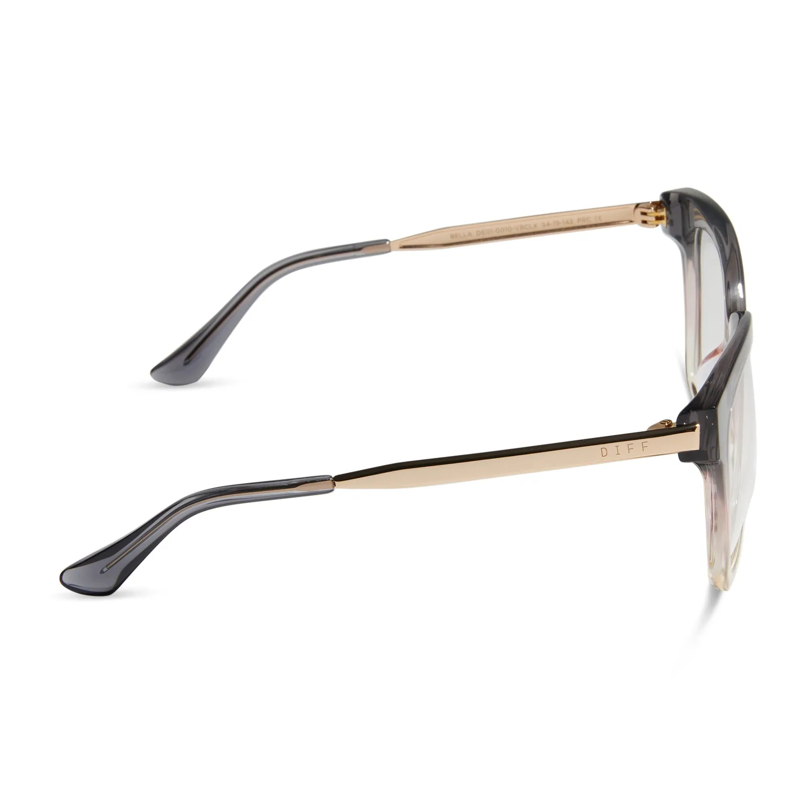 BELLA - SMOKE ROSE CRYSTAL OMBRE + CLEAR GLASSES sold by Diff Eyewear product image thumbnail 3