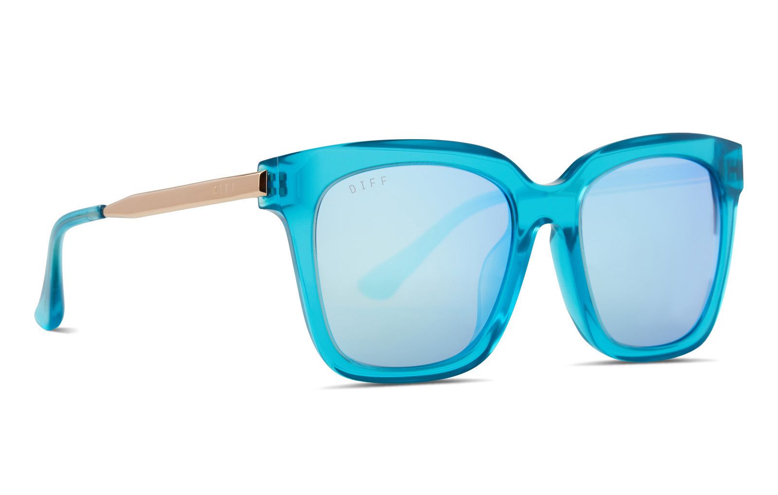 BELLA - TURQUOISE ICE CRYSTAL + TEAL MIRROR SUNGLASSES sold by Diff Eyewear product image thumbnail 3
