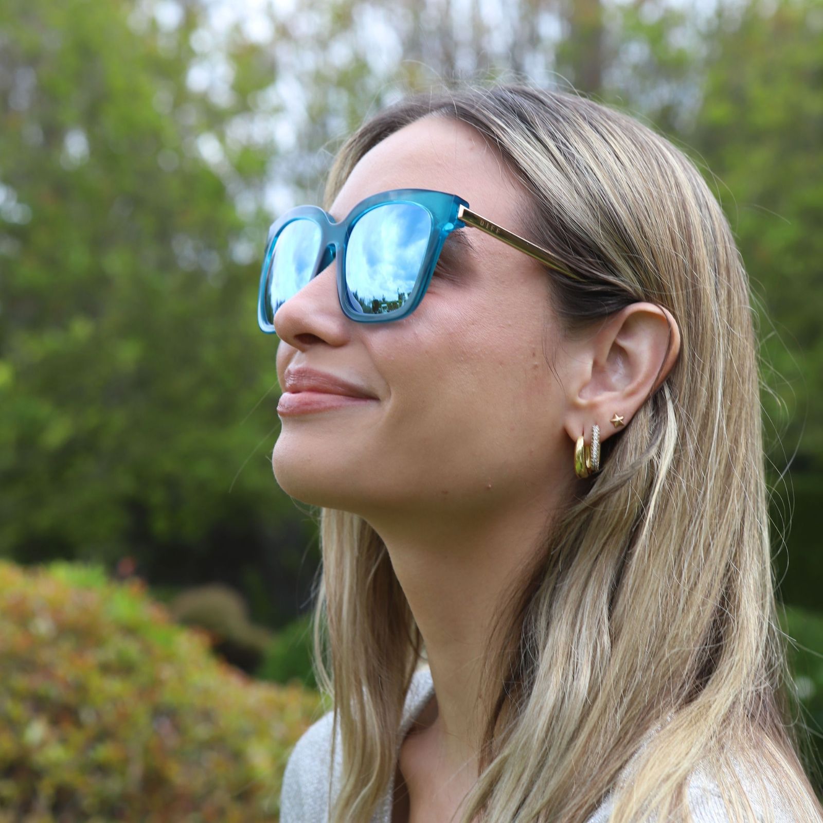 BELLA - TURQUOISE ICE CRYSTAL + TEAL MIRROR SUNGLASSES sold by Diff Eyewear product image thumbnail 2