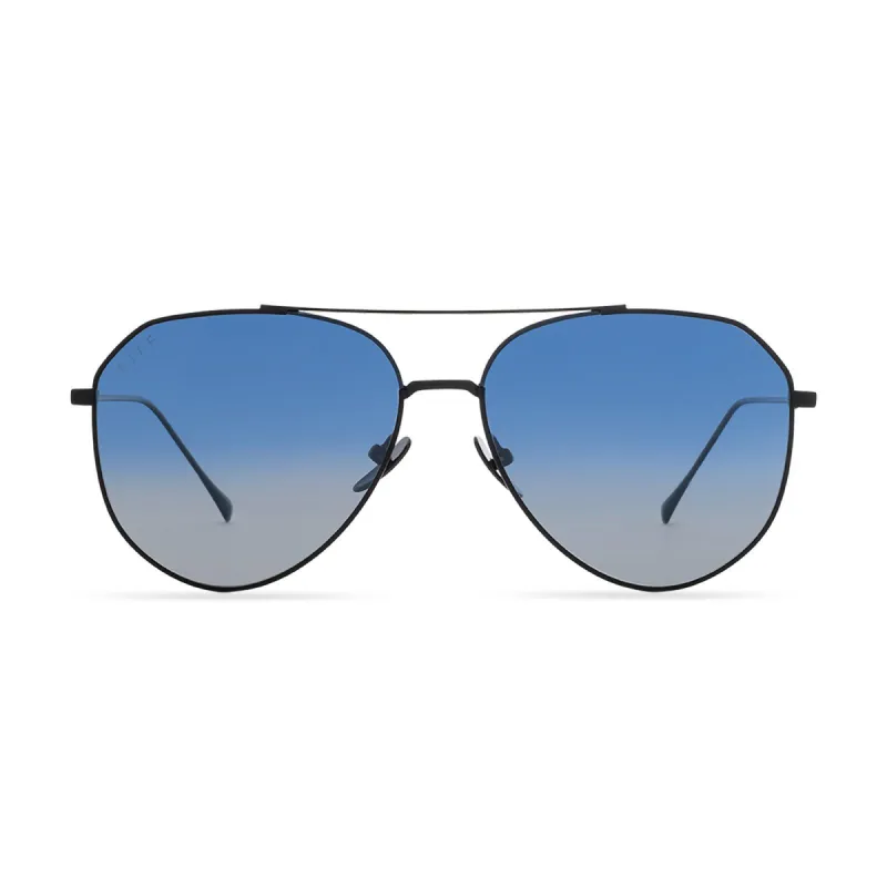 DASH - BRUSHED GUNMETAL + AEGEAN BLUE GRADIENT FLASH POLARIZED SUNGLASSES sold by Diff Eyewear