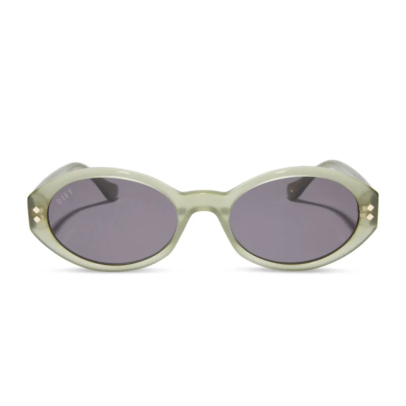 KRISTY SARAH - OMW + MILKY OLIVE + GREY SUNGLASSES sold by Diff Eyewear