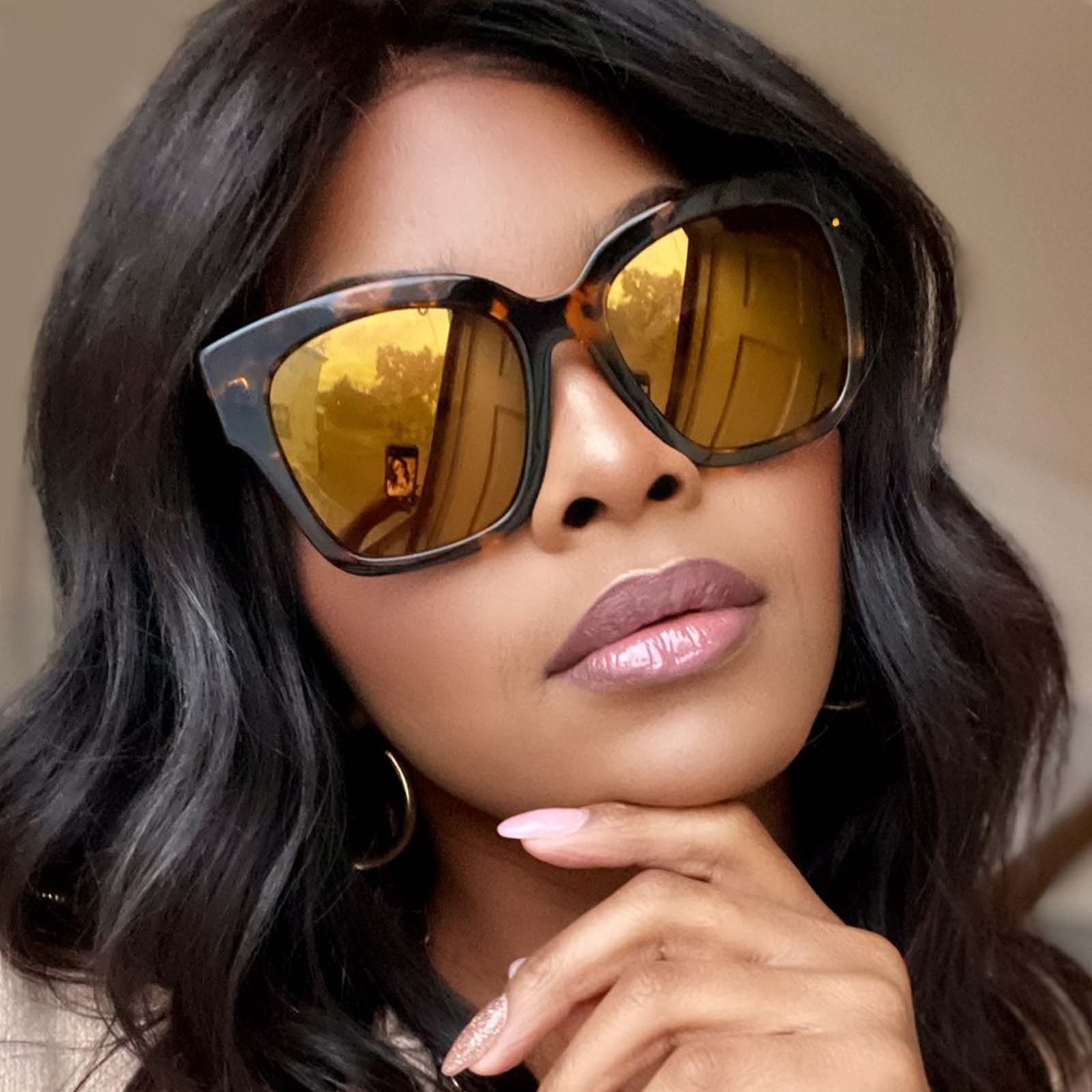 BELLA II - DARK TORTOISE + GOLD MIRROR + POLARIZED SUNGLASSES sold by Diff Eyewear product image thumbnail 9