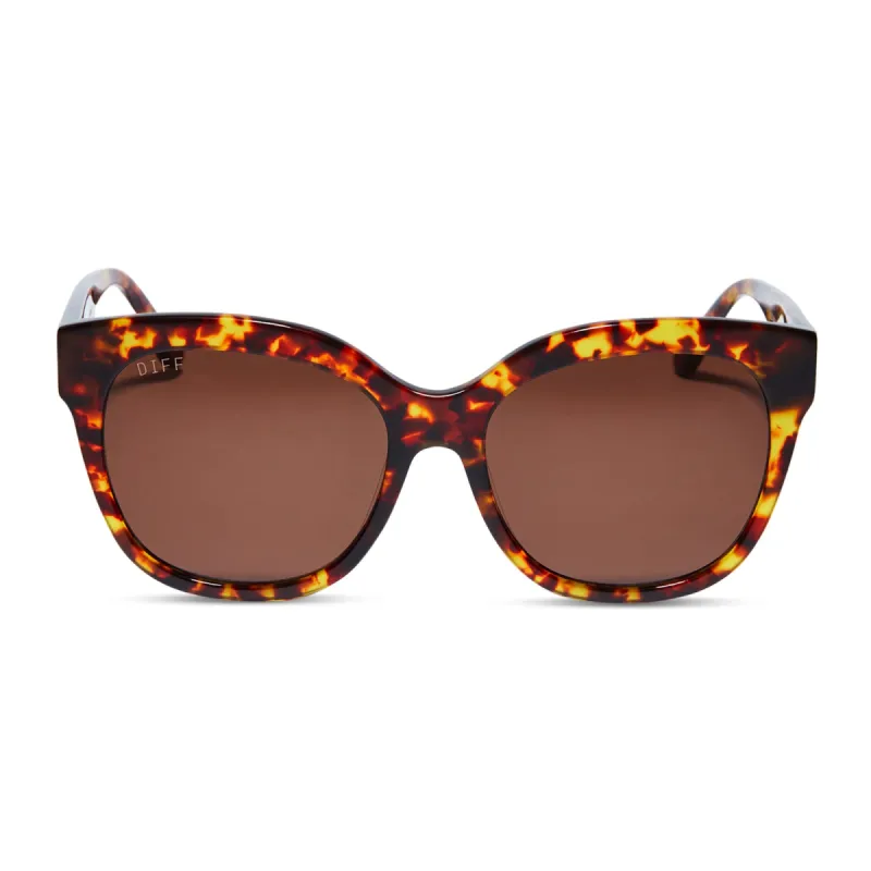 MAYA - AMBER TORTOISE + BROWN SUNGLASSES sold by Diff Eyewear