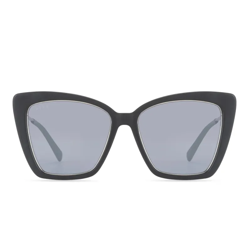BECKY IV - MATTE BLACK + GREY MIRROR + POLARIZED SUNGLASSES sold by Diff Eyewear