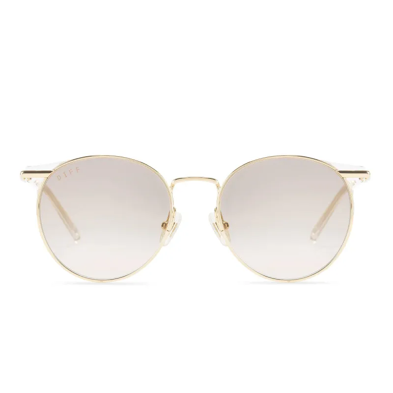 SUMMIT - GOLD + BEIGE MIRROR SUNGLASSES made by Diff Eyewear