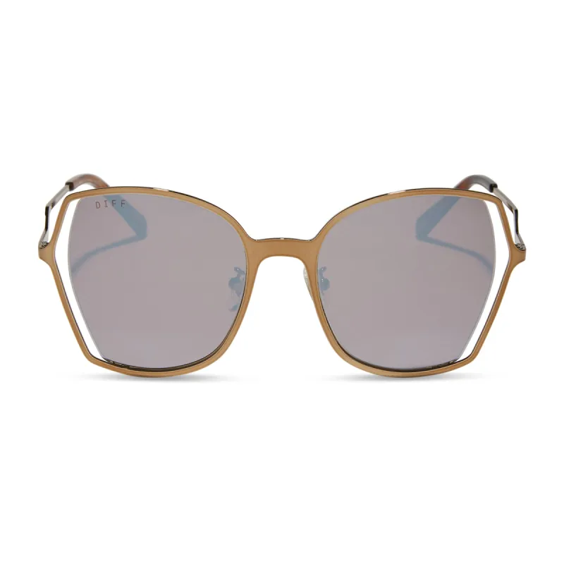 DONNA III - COPPER METAL + BROWN GOLD FLASH SUNGLASSES sold by Diff Eyewear