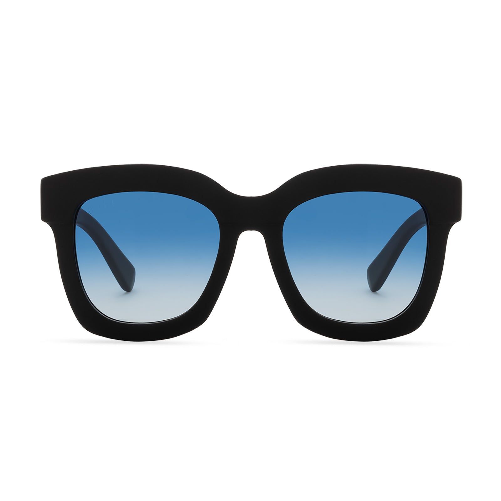 LIL CARSON - MATTE BLACK + AEGEAN BLUE GRADIENT FLASH SUNGLASSES sold by Diff Eyewear