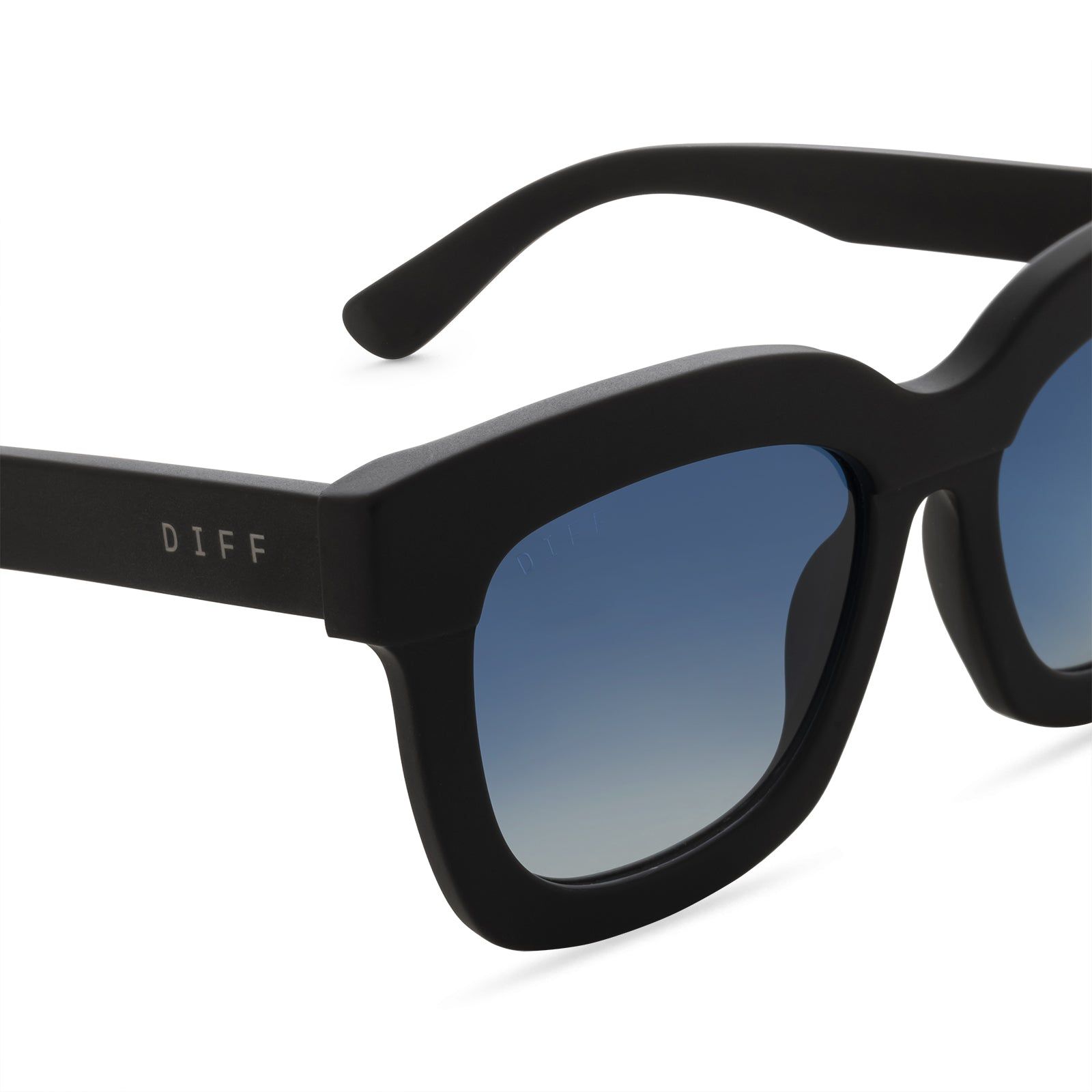 LIL CARSON - MATTE BLACK + AEGEAN BLUE GRADIENT FLASH SUNGLASSES sold by Diff Eyewear product image thumbnail 3