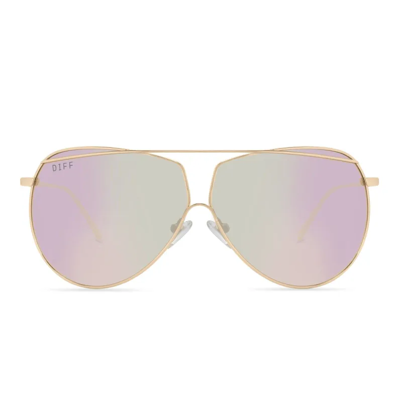 MAEVE - GOLD + CORAL MIRROR SUNGLASSES sold by Diff Eyewear