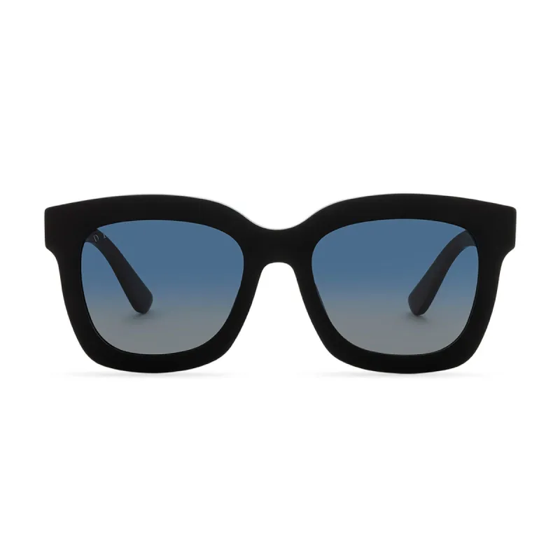 CARSON - MATTE BLACK + AEGEAN BLUE GRADIENT FLASH POLARIZED SUNGLASSES sold by Diff Eyewear