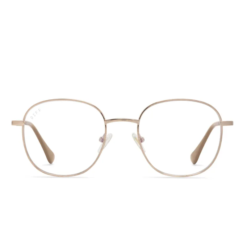 ROMAN - ROSE GOLD/BURGUNDY + BLUE LIGHT TECHNOLOGY GLASSES sold by Diff Eyewear