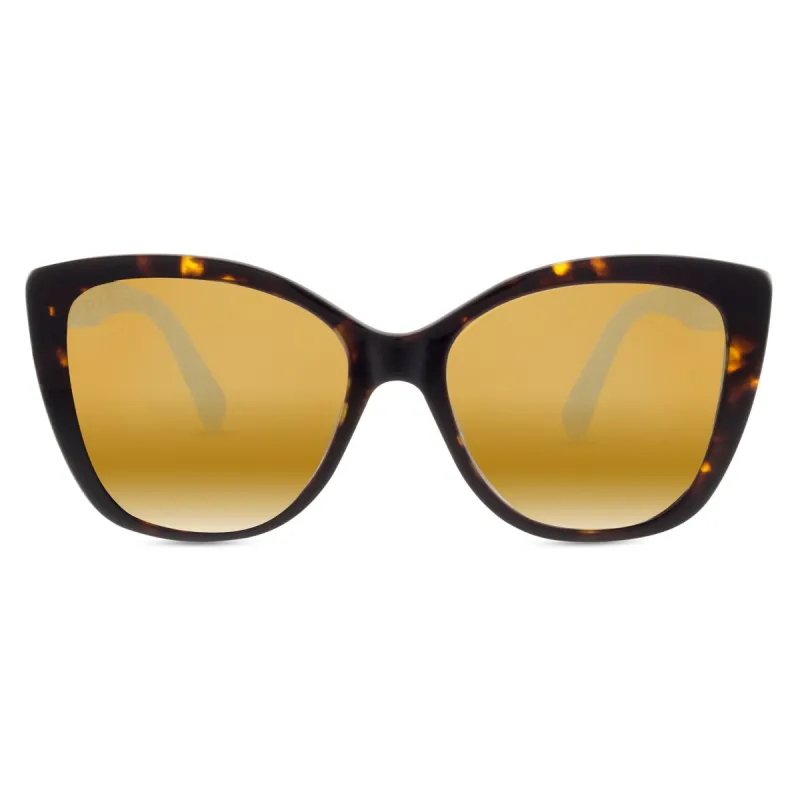 CHRISTINA EL MOUSSA - RUBY + TORTOISE + GOLD FLASH POLARIZED SUNGLASSES made by Diff Eyewear