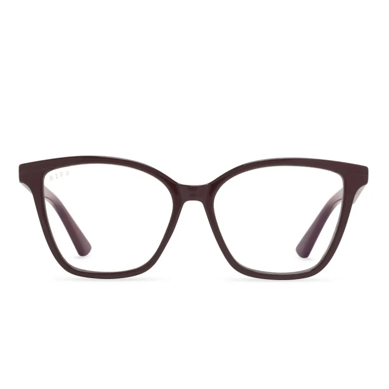 LEAH - BURGUNDY + BLUE LIGHT TECHNOLOGY GLASSES sold by Diff Eyewear