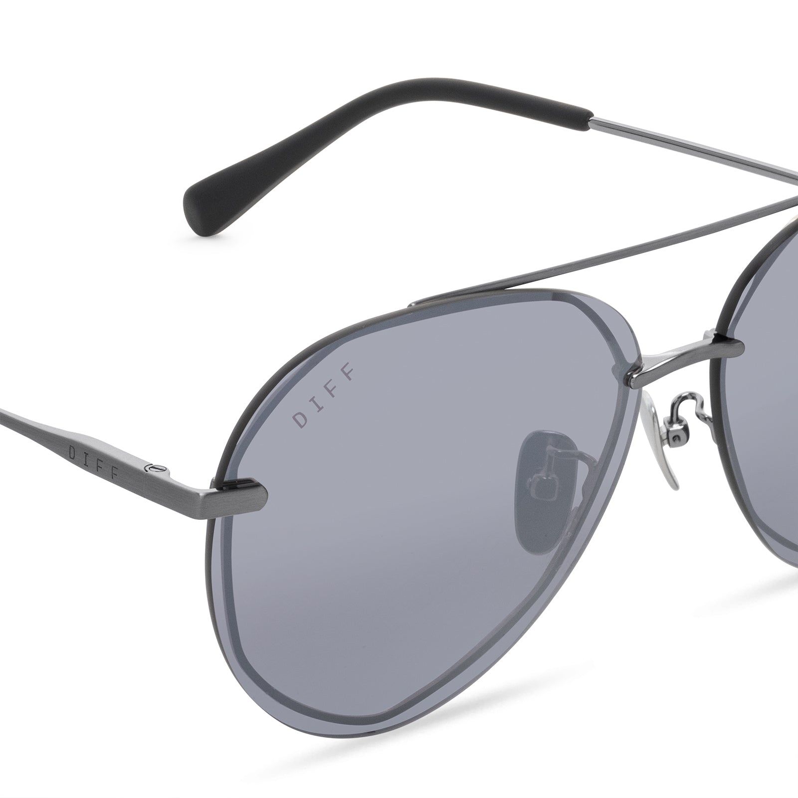 LENOX - BRUSHED SILVER + GREY MIRROR SUNGLASSES sold by Diff Eyewear product image thumbnail 3