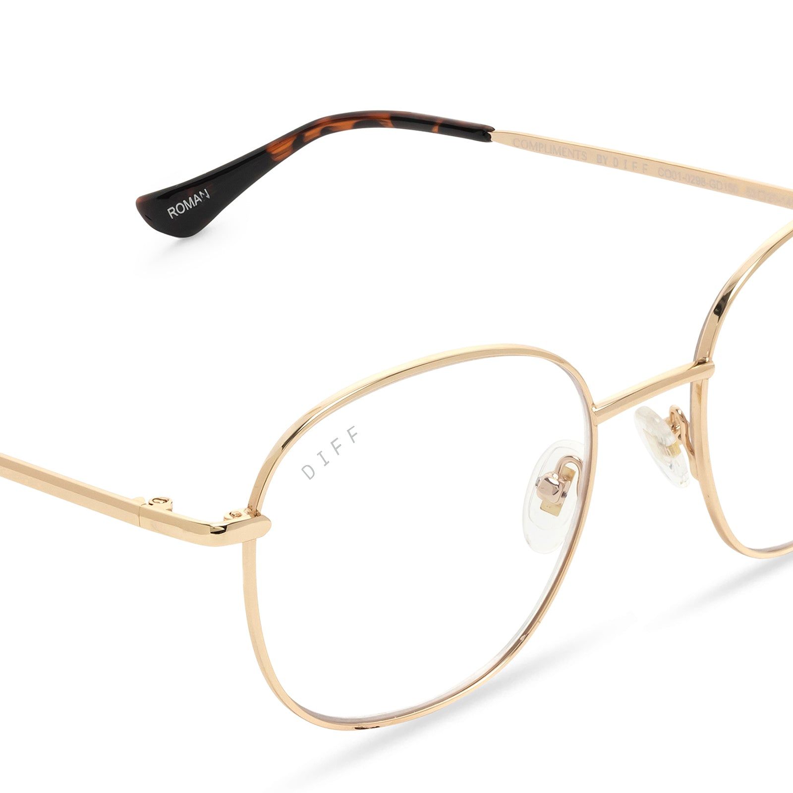 ROMAN - GOLD/TORTOISE + BLUE LIGHT TECHNOLOGY GLASSES sold by Diff Eyewear product image thumbnail 4