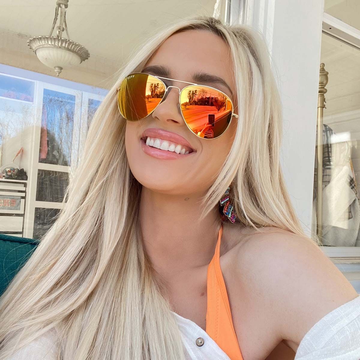 CRUZ - GOLD + ORANGE MIRROR SUNGLASSES sold by Diff Eyewear product image thumbnail 5