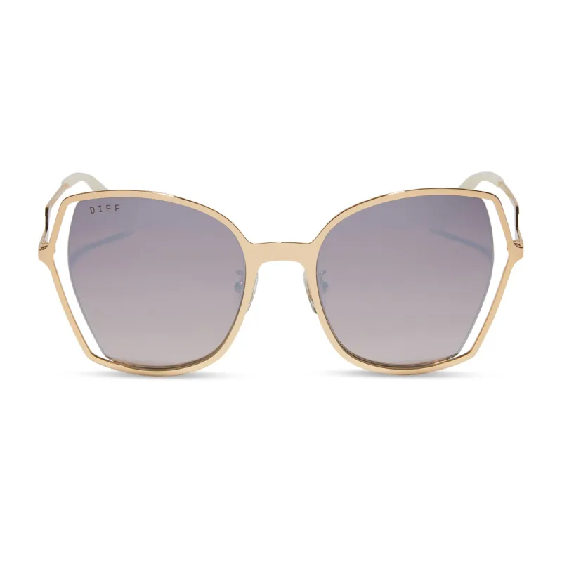 DONNA III - MERINGUE + BROWN GRADIENT FLASH SUNGLASSES sold by Diff Eyewear