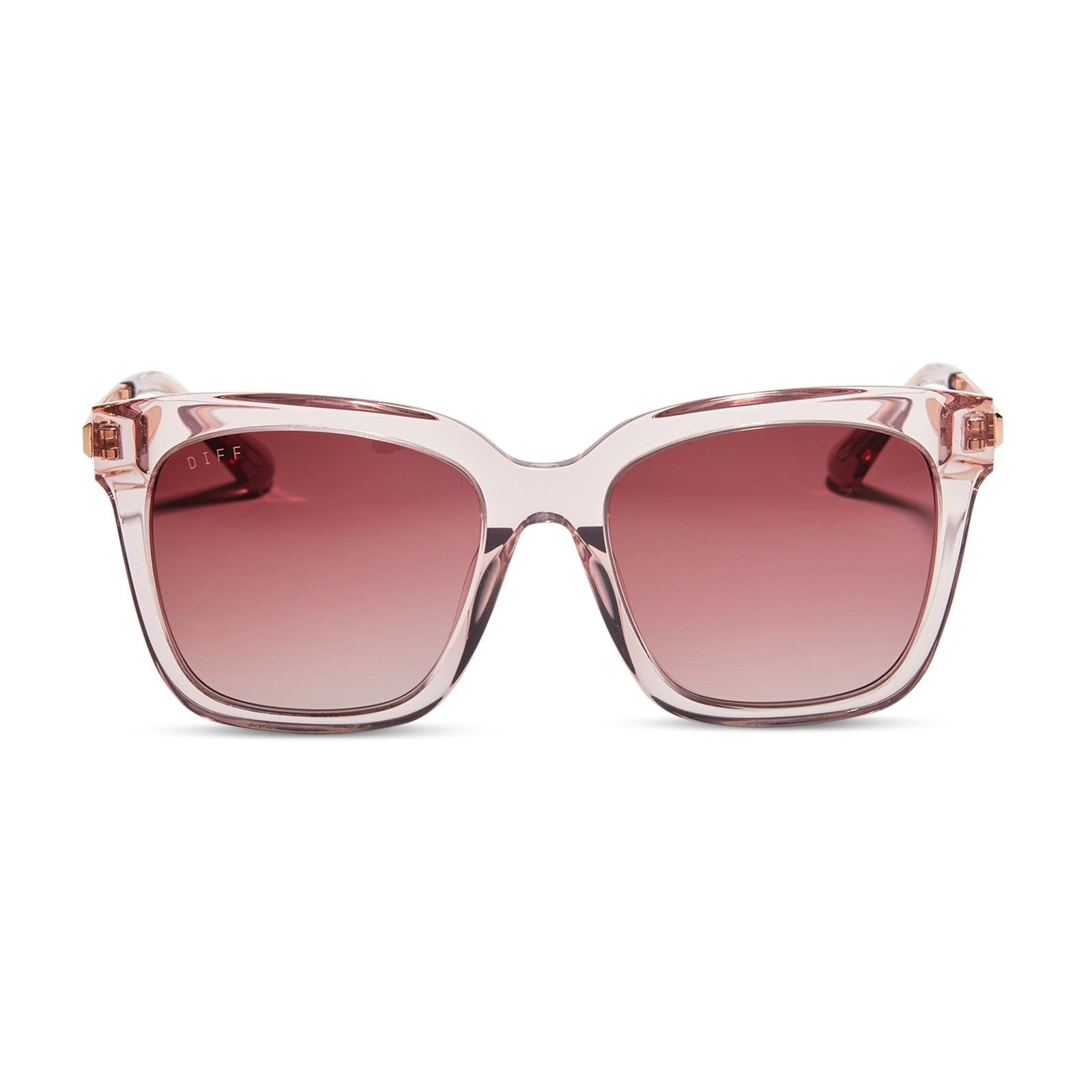 BELLA - LIGHT PINK CRYSTAL + WINE GRADIENT SUNGLASSES sold by Diff Eyewear