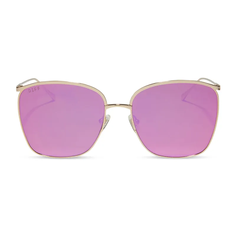 VITTORIA - GOLD + PINK RUSH MIRROR SUNGLASSES sold by Diff Eyewear