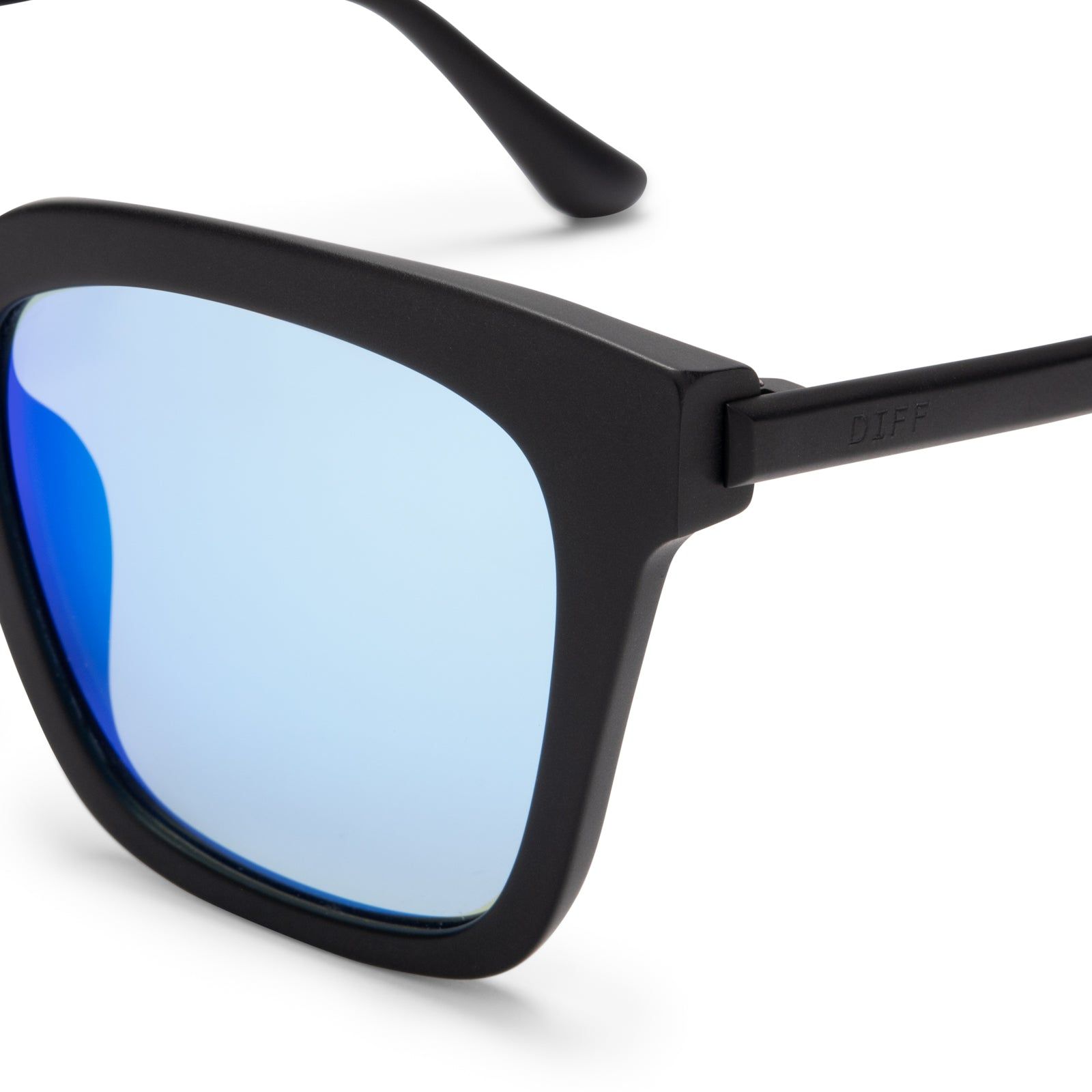BELLA - MATTE BLACK + BLUE MIRROR SUNGLASSES sold by Diff Eyewear product image thumbnail 4