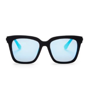 BELLA - MATTE BLACK + BLUE MIRROR SUNGLASSES sold by Diff Eyewear