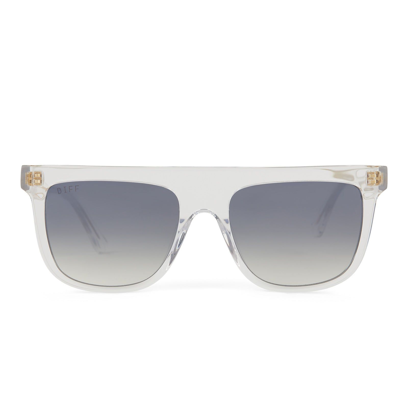 STEVIE - CLEAR CRYSTAL + GREY GRADIENT SILVER FLASH SUNGLASSES sold by Diff Eyewear