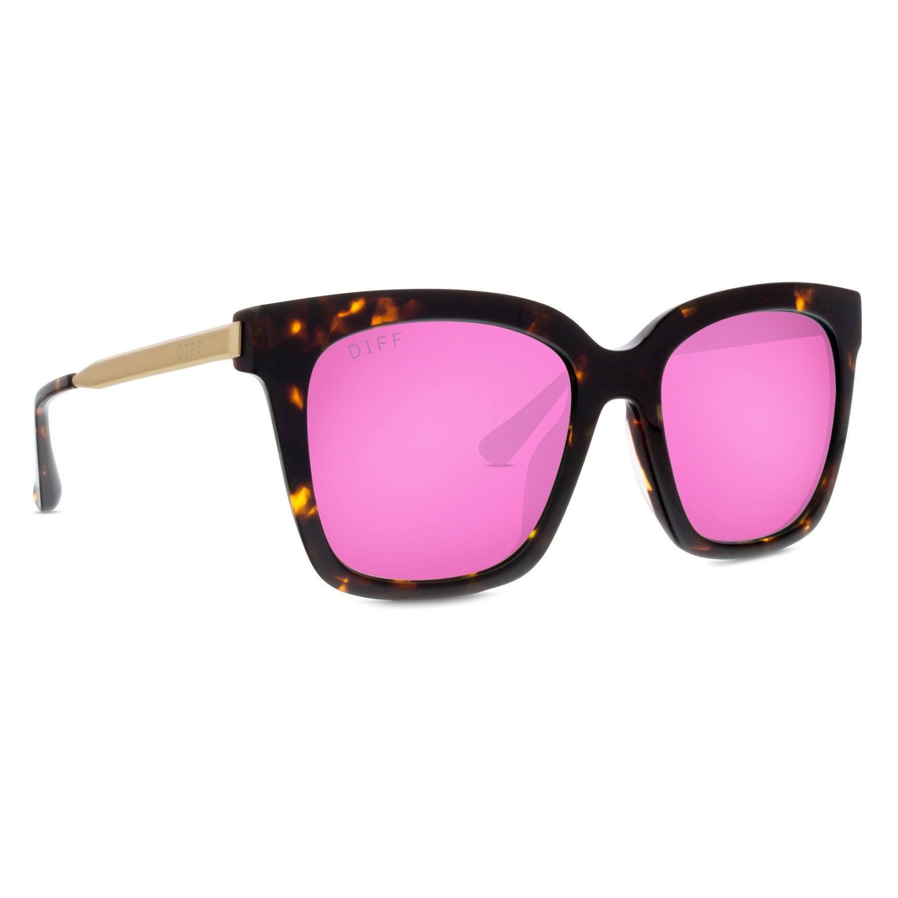 BELLA - TORTOISE + PINK MIRROR + POLARIZED SUNGLASSES sold by Diff Eyewear product image thumbnail 2
