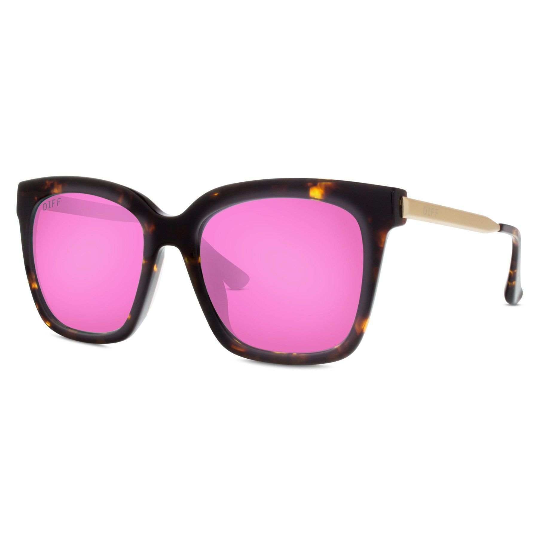 BELLA - TORTOISE + PINK MIRROR + POLARIZED SUNGLASSES sold by Diff Eyewear product image thumbnail 3