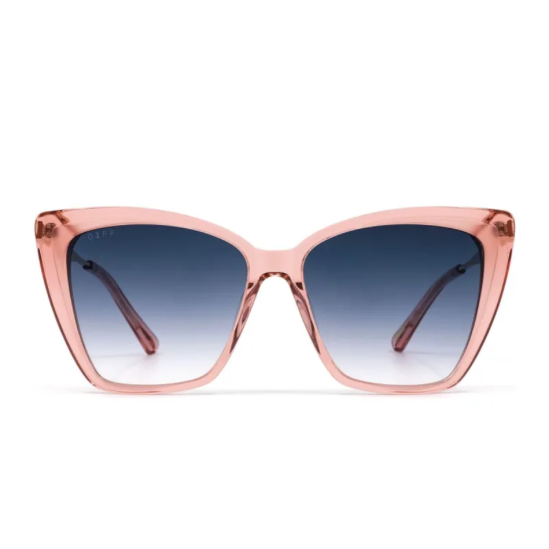 BECKY II - LIGHT PINK CRYSTAL + BLUE GRADIENT SUNGLASSES sold by Diff Eyewear