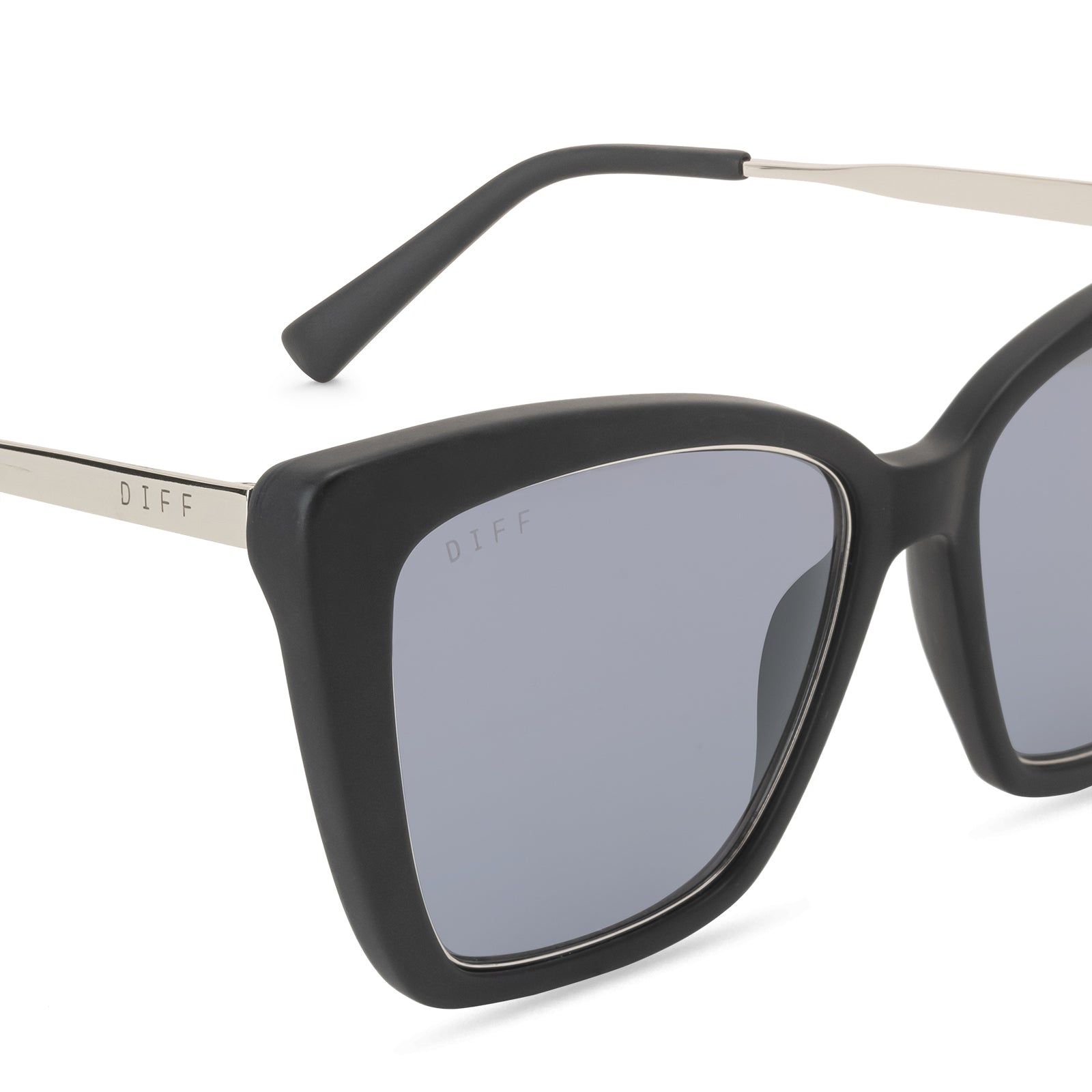 BECKY IV - MATTE BLACK + GREY MIRROR + POLARIZED SUNGLASSES sold by Diff Eyewear product image thumbnail 3